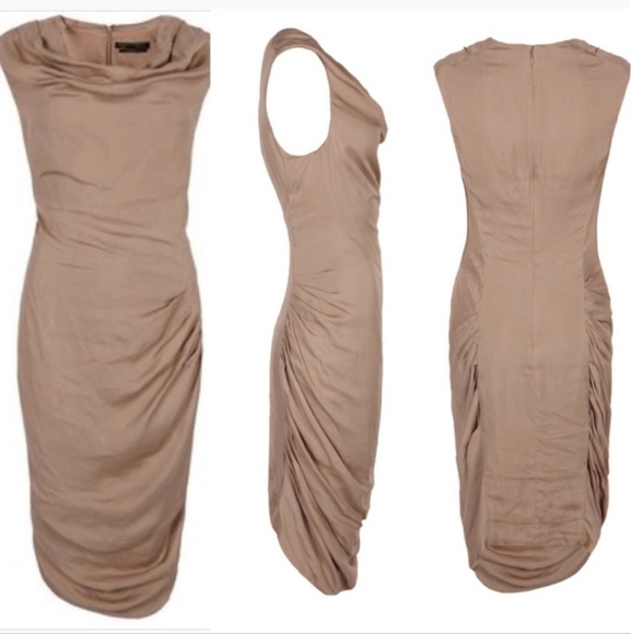 All Saints Dresses & Skirts - Allsaints Spitalfields Contour Dress in metallic Beige US 10 Japanese Cloth